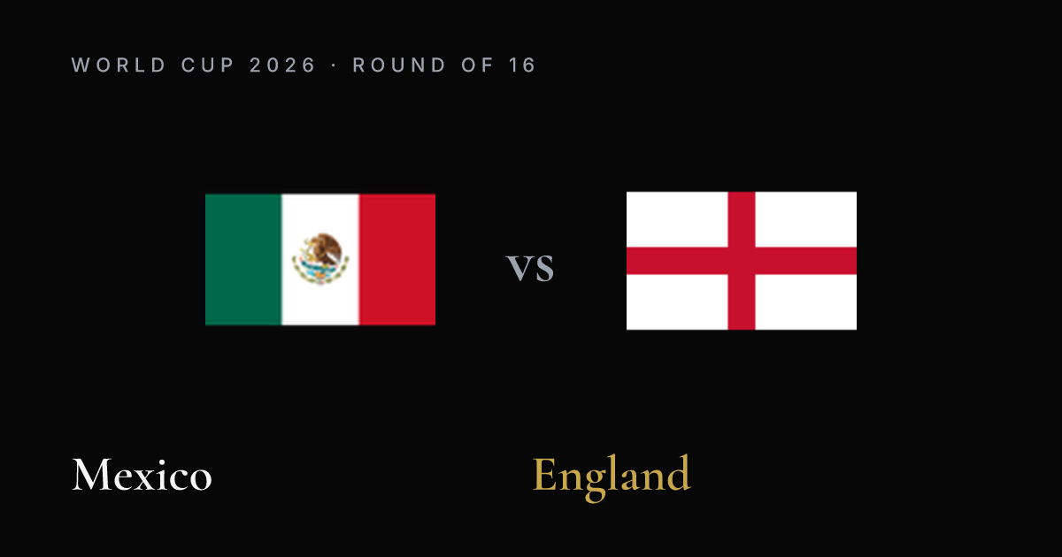 Mexico vs England — World Cup 2026 Round of 16