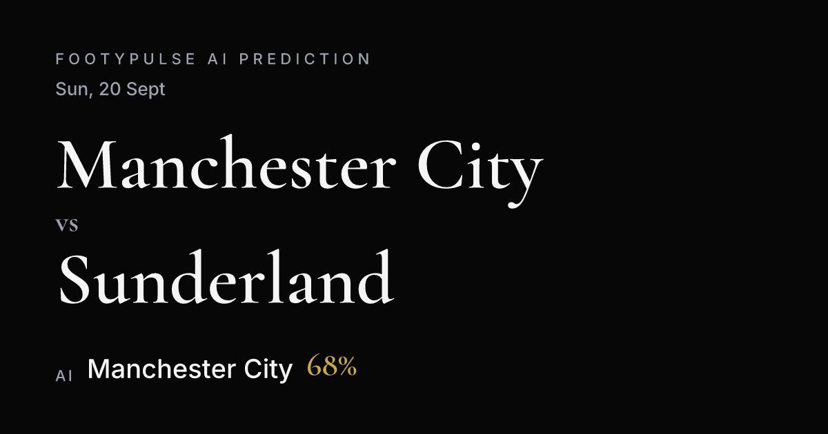 Manchester City vs Sunderland · Sun 20 Sept · AI Prediction